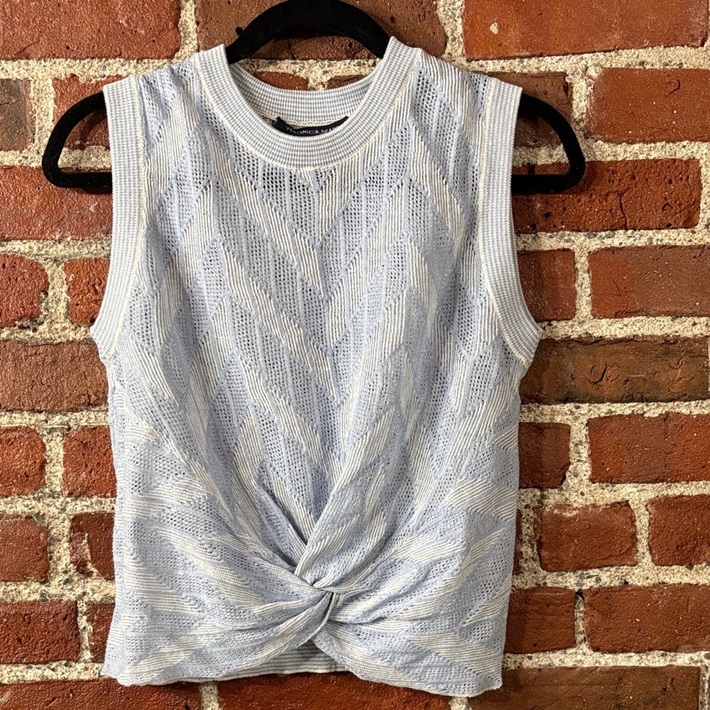 Veronica Beard Sleeveless Twist-Front Knit Top